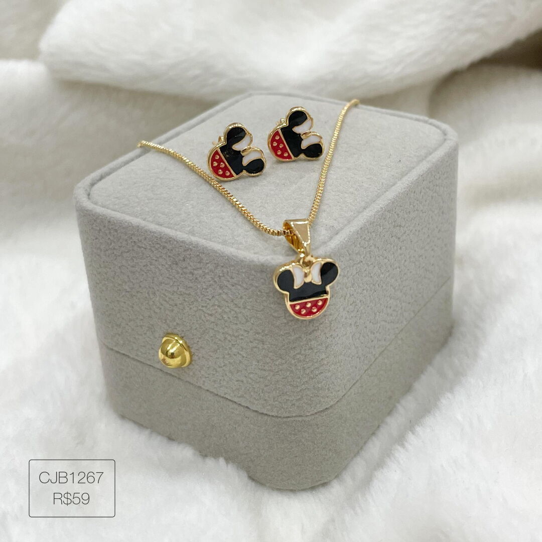 Conjunto Infantil Miney Esmaltado Dourado